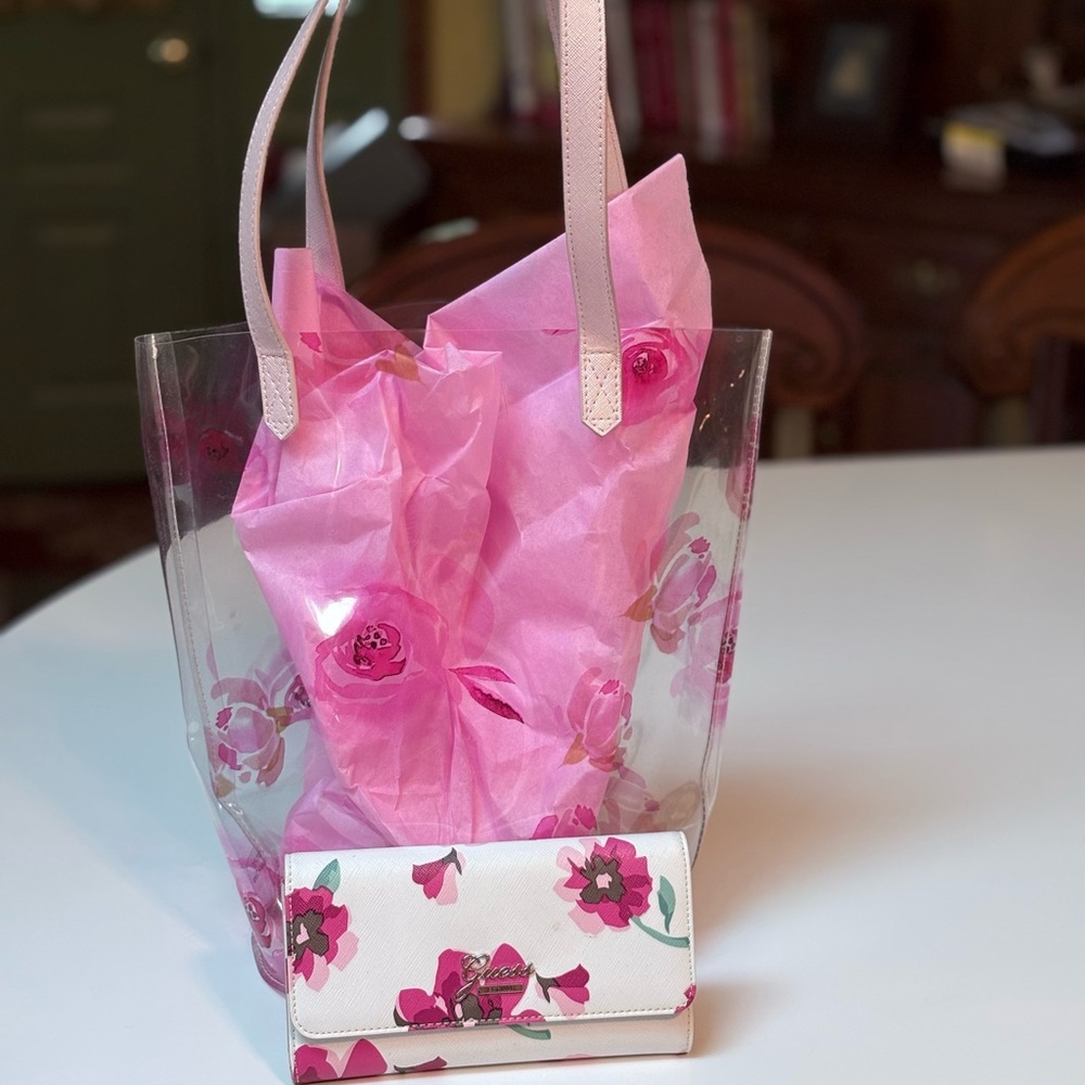 Guess Pink Floral Shoulder Bag